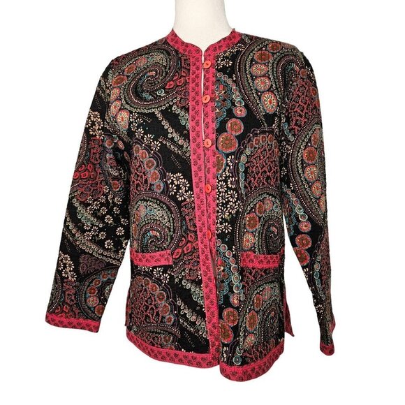 Provence d'amour Sz Medium Reversible Jacket Quilted Coat Pink Y2K Boho Paisley - Picture 2 of 14
